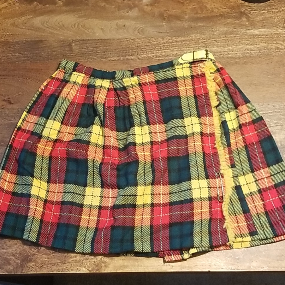 Vintage Plaid Wool Skirt